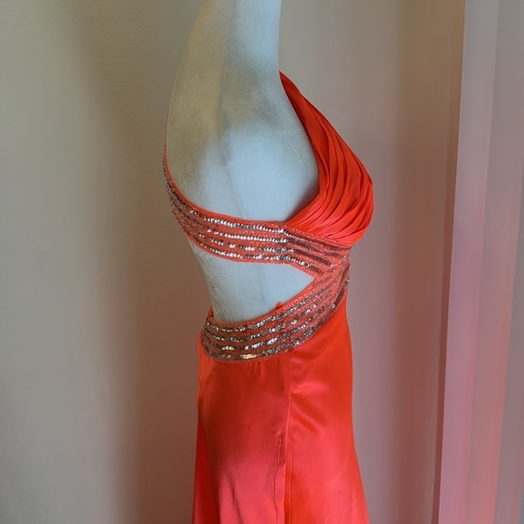 Betsy & Adam One-Shoulder Sequin Backless Gown - Picture 10 of 15